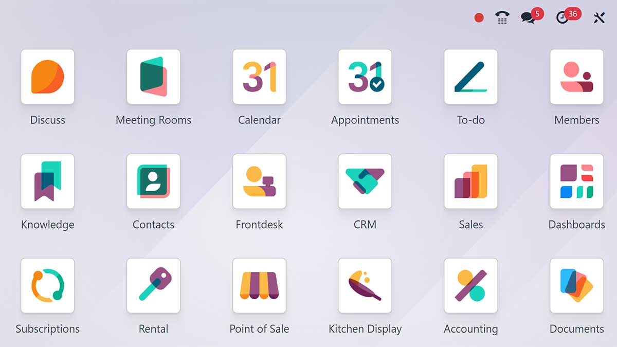 Odoo ERP system user interface 